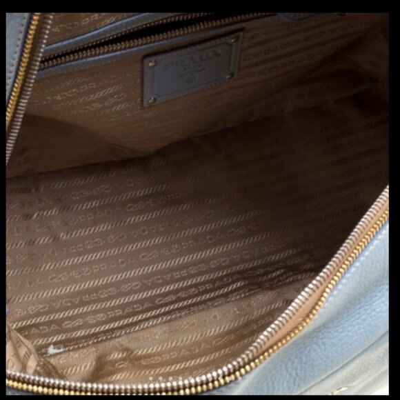 PRADA Light Blue Leather Bowler Handbag - Picture 7 of 16